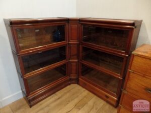 antique mahogany corner Globe Wernicke bookcases, antieke mahonie hoekboekenkast, Globe Wernicke, SOLD