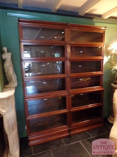 Antieke zesvoudige mahonie stapelbare originele Globe Wernicke boekenkast 2