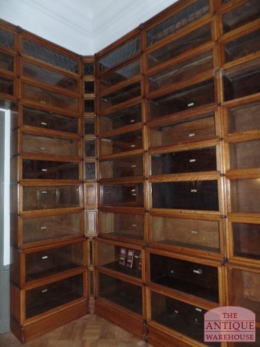 Antieke eiken hoek Globe Wernicke boekenkasten 3