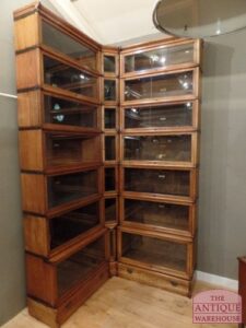 antique oak corner sectional Globe Wernicke bookcase in original condition