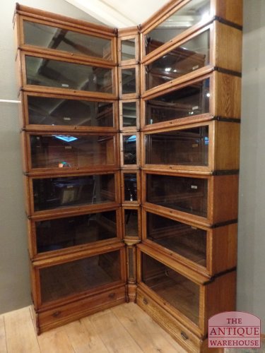 Antieke eiken hoek stapelbare Globe Wernicke boekenkast in originele staat 2