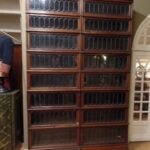 Antieke eiken Globe Wernicke boekenkast met glas-in-lood 1