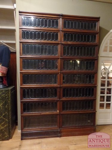 antique oak leaded glass Globe Wernicke barrister bookcases