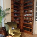 Antieke eiken stapelbare hoek Globe Wernicke boekenkast in originele staat 1