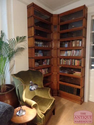 antique oak sectional corner Globe Wernicke bookcase in original condition, build to last !!  SOLD