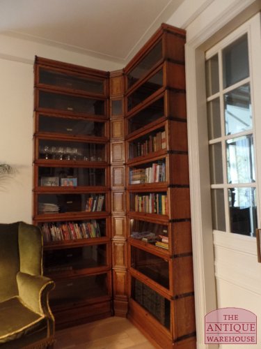Antieke eiken stapelbare hoek Globe Wernicke boekenkast in originele staat 3