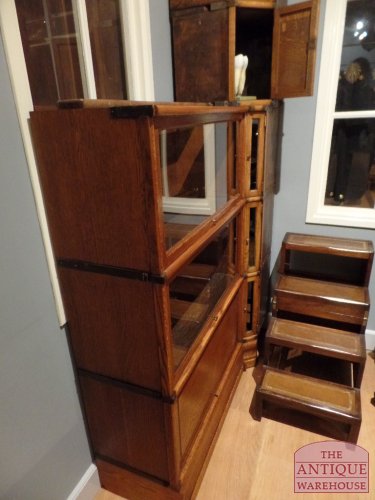 Antieke stapelbare eiken hoek Globe Wernicke bibliotheekkast 3