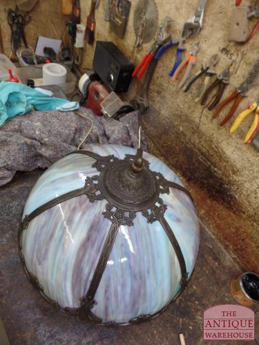 antieke Tiffany type panel lamp 2