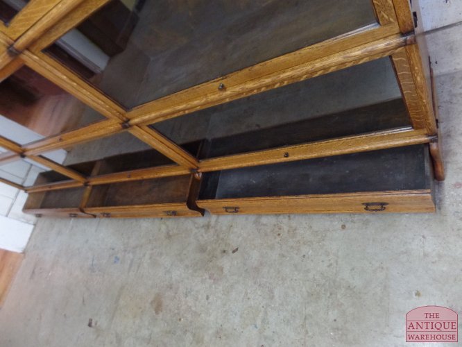 Drievoudige originele antieke eiken boekenkast van het Globe Wernicke systeem 3