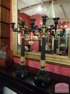 paar antieke Franse kandelaren, pair of 19 th century french neoclassical candelabra