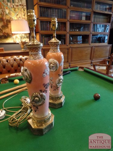 Paar antieke vaas lampen 3