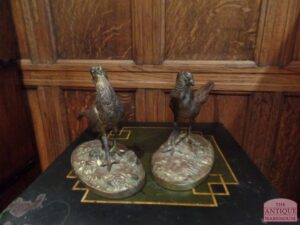 paar antieke vergulde bronzen fazanten