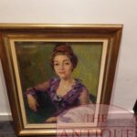 Schilderij van dame in paarse jurk 1