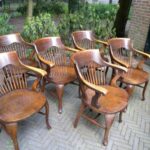 Set van zes antieke bureaustoelen 3