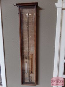 SOLD  antieke eenvoudige strakke Fitzroy barometer met thermo meter en stormglas