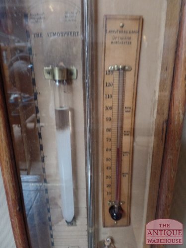 Antieke eenvoudige strakke Fitzroy barometer met thermometer en stormglas 3
