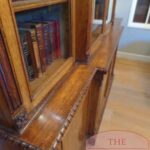 Antieke eikenhouten Engelse breakfront boekenkast uit Lancaster, circa 1840 2