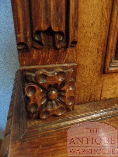 Antieke eikenhouten Engelse breakfront boekenkast uit Lancaster, circa 1840 5