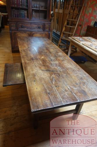 Antieke Franse notenhouten lange eettafel 3