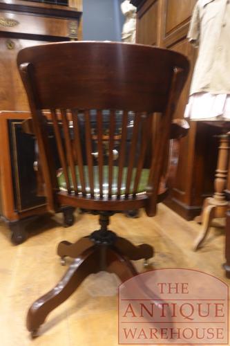 Antieke mahoniehouten bureaustoel in hoogte verstelbaar 2