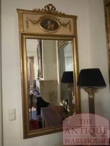 SOLD antieke spiegel gemaakt in Frankrijk omstreeks 1900, afmeting 81 bij 162 cm