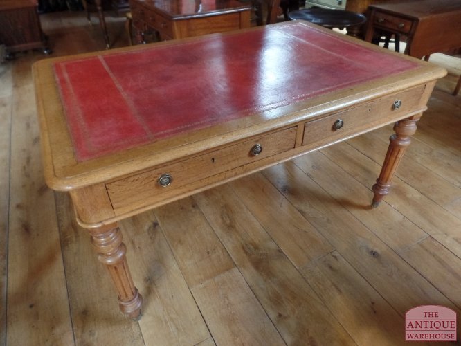 SOLD VERKOCHT antieke eiken partners tafel, antieke schrijftafel