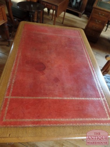 Antieke eiken partnerstafel, schrijftafel 2