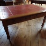 Antieke eiken partnerstafel, schrijftafel 3