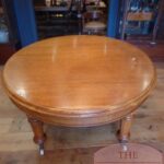 Antieke ronde eikenhouten Engelse uitschuif tafel 1