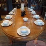 Antieke ronde eikenhouten Engelse uitschuif tafel 4