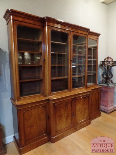 SOLD VERKOCHT antique mahogony library Victorian breakfront bookcase