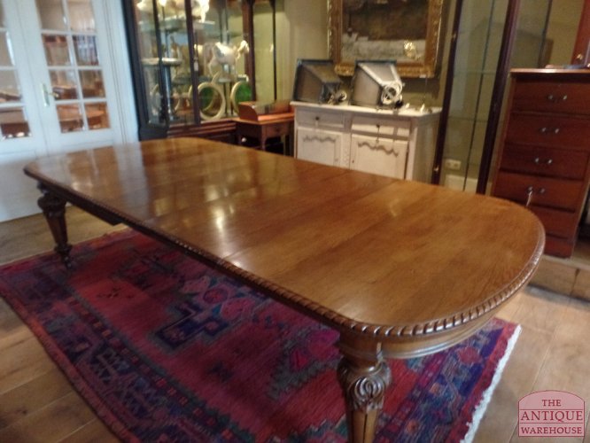 VERKOCHT  antieke eiken coulissen tafel, max 14 personen,VERKOCHT