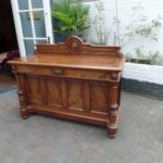 Antieke eiken Engelse tafel met bladenhouder 2