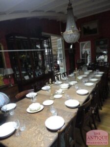 VERKOCHT antieke eiken ongekleurde coulissentafel,