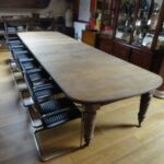 Antieke eiken ongekleurde coulissentafel 2