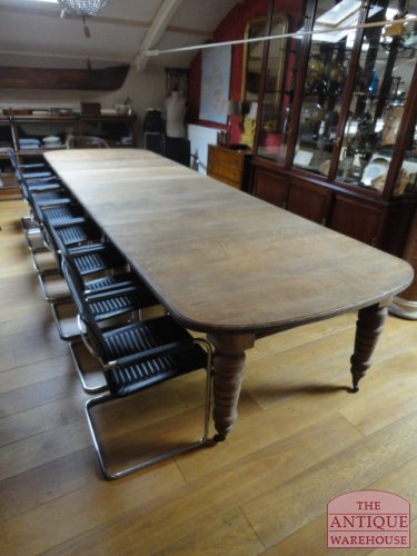 Antieke eiken ongekleurde coulissentafel 2