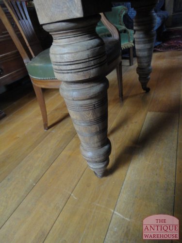 Antieke eiken ongekleurde coulissentafel 3