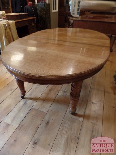 Antieke eiken ovale wind out dining tafel, antieke coulissen tafel, max 10 personen 2