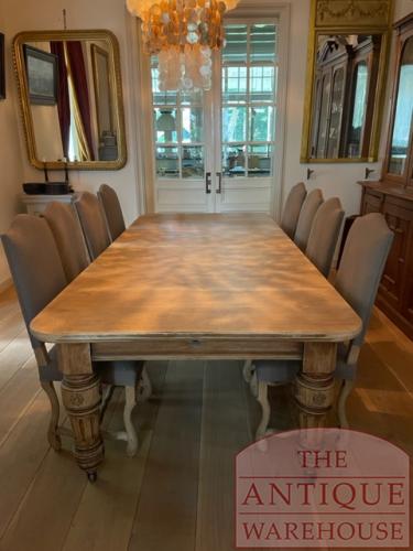 VERKOCHT antieke eikenhouten coulissentafel afkomstig uit UK, max 14 personen