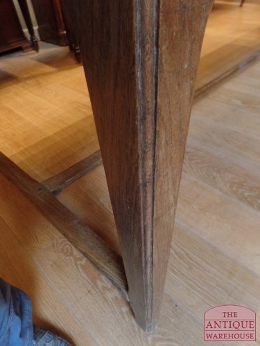Antique oak table with traverse and zinc top 2