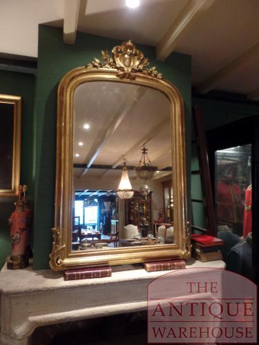 VERKOCHT  antieke Franse bladgouden Louis Philippe spiegel