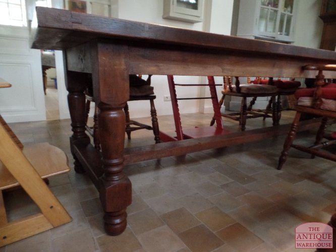 Antieke Franse eikenhouten eettafel 300 cm 3