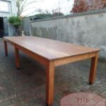 Antieke lange Franse eikenhouten eettafel 1