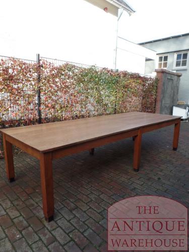 Antieke lange Franse eikenhouten eettafel 3