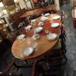 Antieke mahonie ovale coulissentafel 2