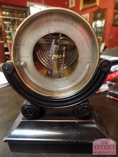 VERKOCHT antieke Nederlandse messing  aneroide barometer gemaakt door L