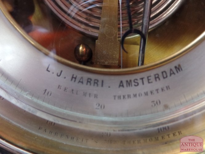 antieke Nederlandse messing aneroide barometer 2