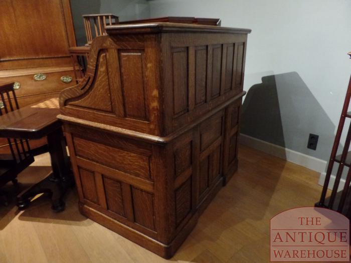 Antiek eikenhouten cilinderbureau 4