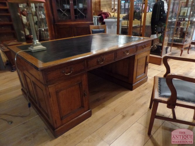 Antiek Engels eiken partnersbureau 3