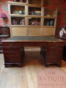 VERKOCHT SOLD antiek mahonie bureau, antik buro